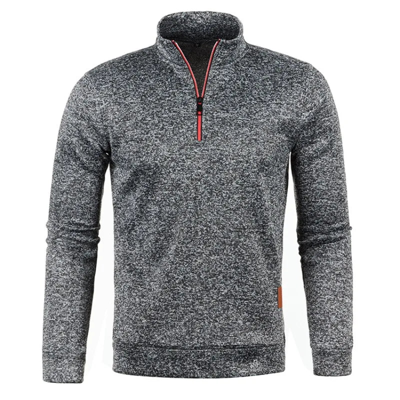 Autumn Men's Half Zipper Sweatshirts Long Sleeve Solid Color Pullover Turtleneck Streetwear Winter Warm Jacket Sport Coats Pi-Mart
