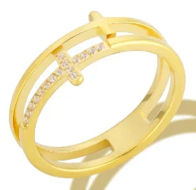 Stainless Steel Ring for Women Inlaid Zircon Rings Waterproof Romantic Fashion Jewelry Pi-Mart