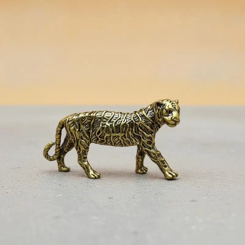Solid Brass Tiger Figurine 1Pcs Pure Copper Detailed Animal Statue for Animal Collectors Home Table Decor Souvenir Gift Pi-Mart