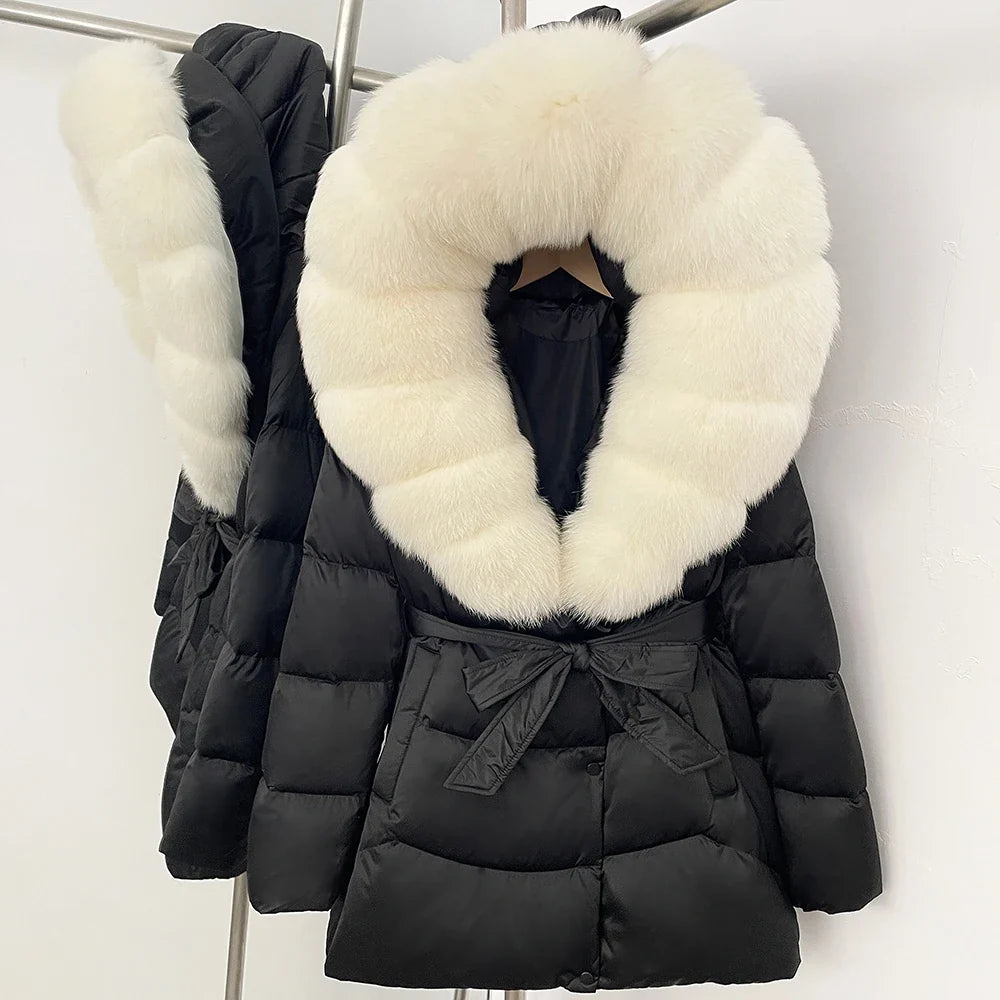 Natural Fur Collar Down Jacket Women Winter 2026 High Quality Duck Down Puffer Parka Windproof Warm Down Coat Outerwear New LadyShow.Store