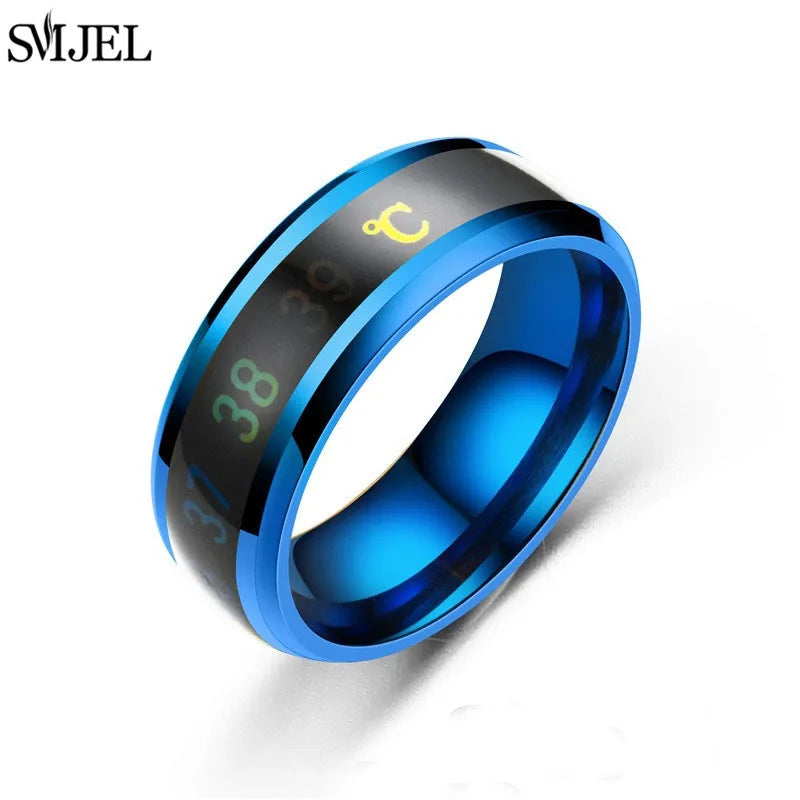 Smart Sensor Body Temperature Ring Man Women Multifunctional Stainless Steel Display Real-time Temperature Test Finger Rings Pi-Mart