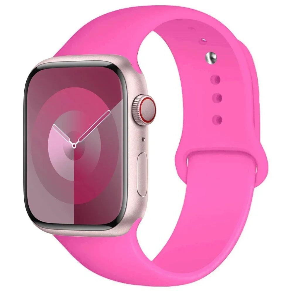 Silicone Band For Apple Watch strap 44mm 45mm 40mm 41mm 42-38mm 45 mm sport bracelet iwatch series 8 7 6 5 4 3 SE 9 Ultra 2 49mm LadyShow.Store