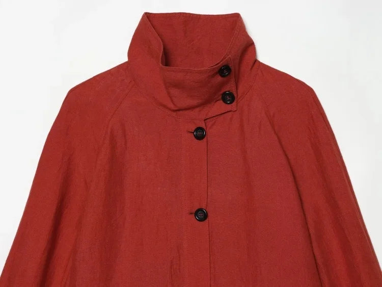 AACHOAE Women High Neck Lightweight Jacket Casual Long Sleeve Windbreaker Coat Drawstring Hem Button Front Short Outerwear Pi-Mart