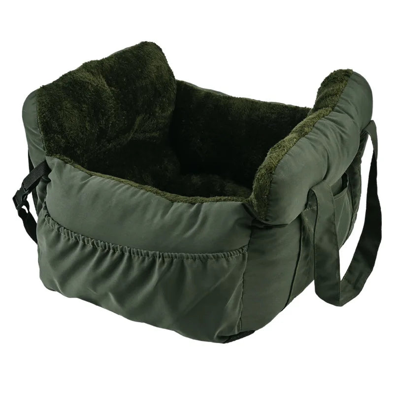 Dog Car Seat with Safety Belt - Non-Slip Pet Car Bed for Small Dogs, Washable Travel Carrier with Secure Straps for Safe Car Pi-Mart