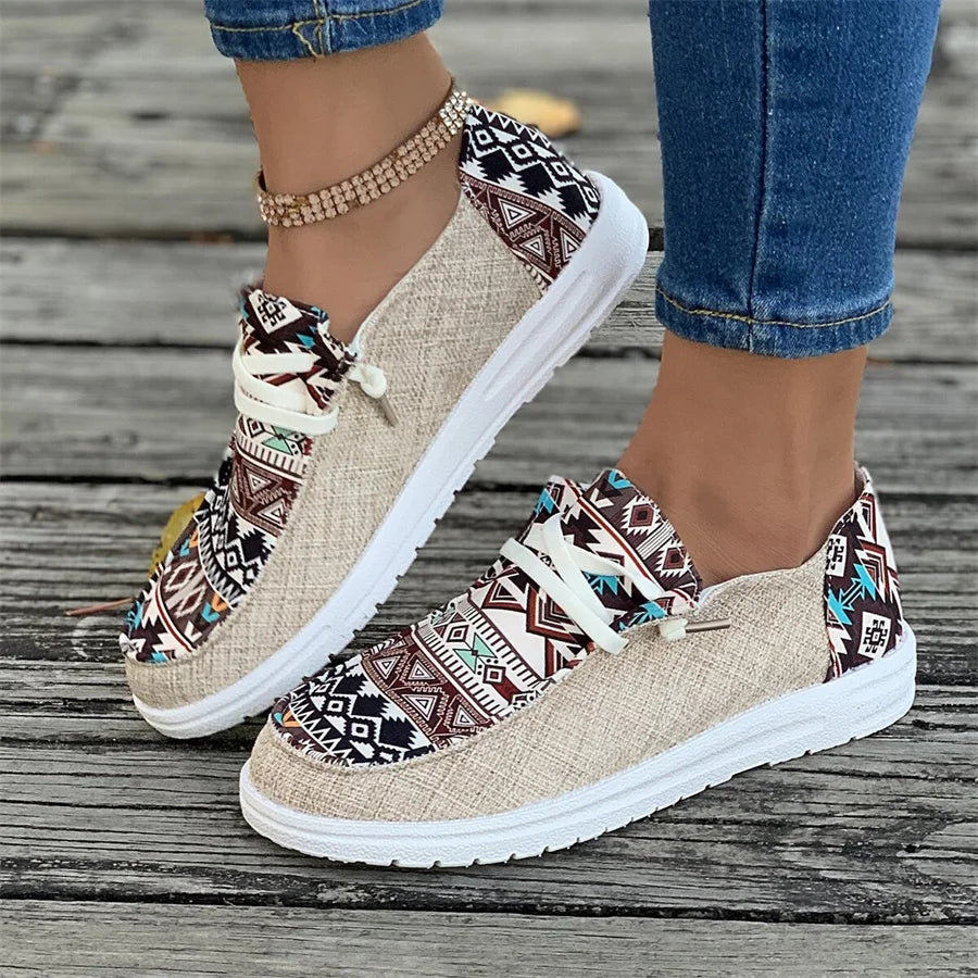 Spring and Autumn Fashion New Women's Round Toe Walking Shoes Color Matching Casual Comfortable Shallow Mouth Thick Sole Sneaker Pi-Mart