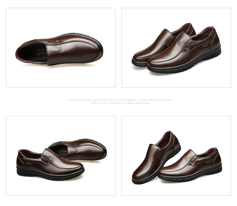 Summer New Men Leather Shoes soft soled Casual Flat Shoes Outdoor Walking shoes Comfort fashion soft leather shoes Loafers Pi-Mart
