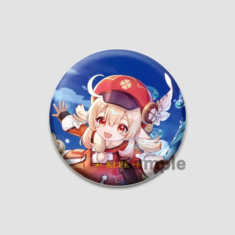 Genshin Impact Game Brooches 58mm Round Button Pins for Backpack Jackets Jewelry Cartoon Cosplay Badge Hutao Zhongli Xiao Badges Pi-Mart