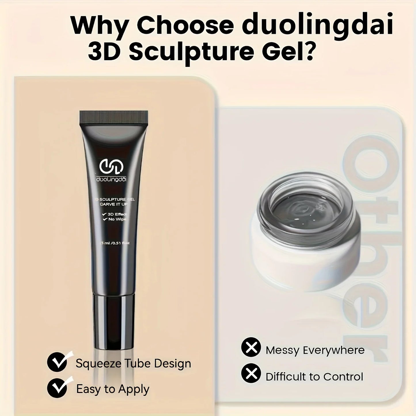 3D Gel - Nail Art Modeling Gel, Suitable for Nail Design Autumn And Winter DIY Nail Art for Painting, Molding, Sculpting Tri Light Beauty