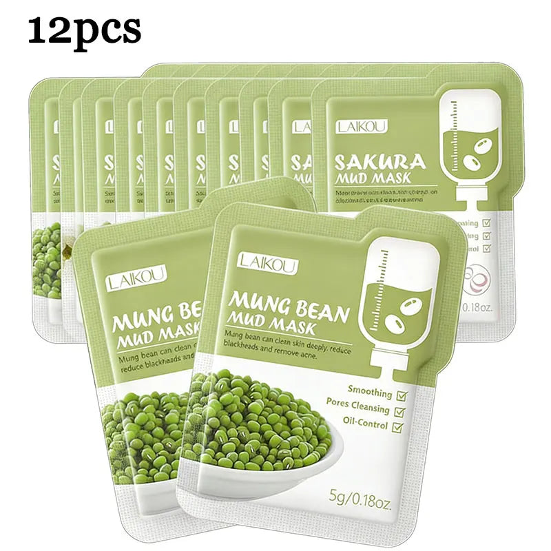 12pcs Sakura Mud Mask Brightening Hydrating Face Mask Luminous Skin Clean Facial Cleansing Clay Hydrating Anti Wrinkle Skincare Pi-Mart