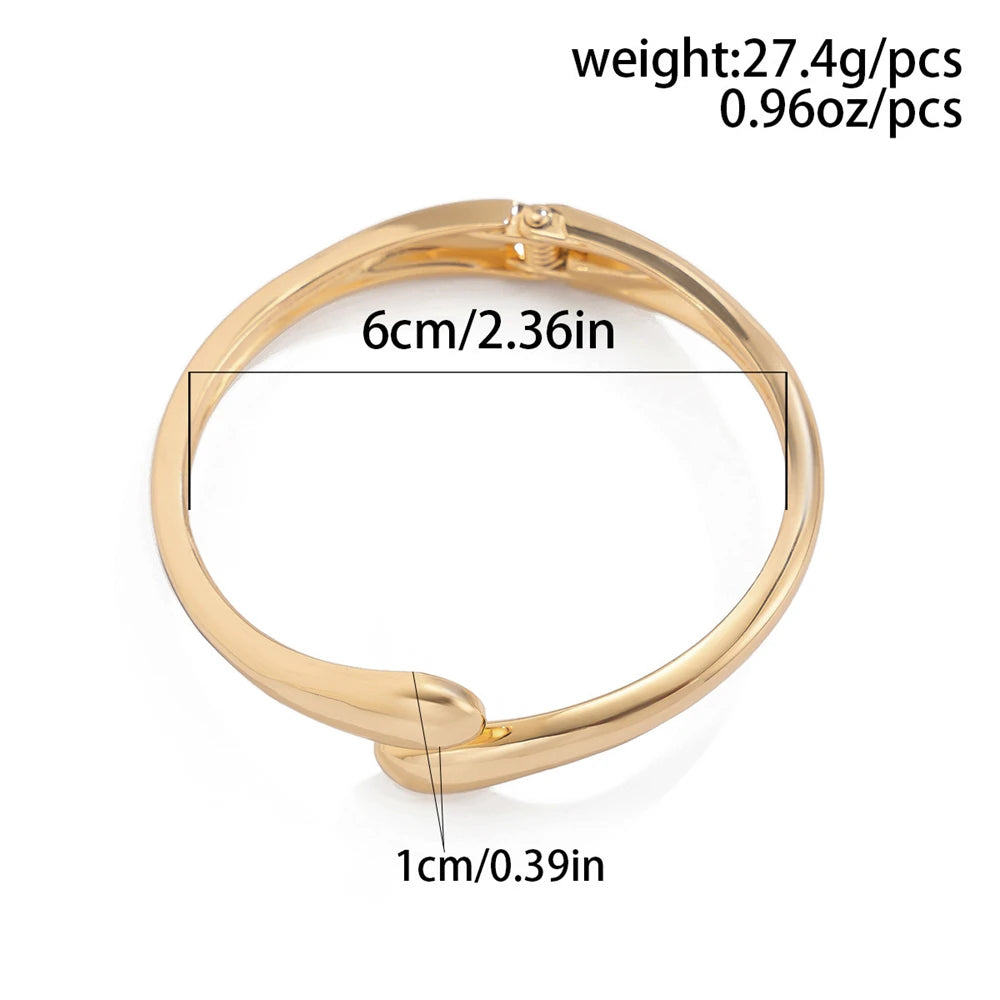 Wide Metal Bangle Ring for Women Gold and Silver Color Chunky Waterdrop Open Wrist Cuff Thick Irregular Twisted Bracelet Jewelry Pi-Mart
