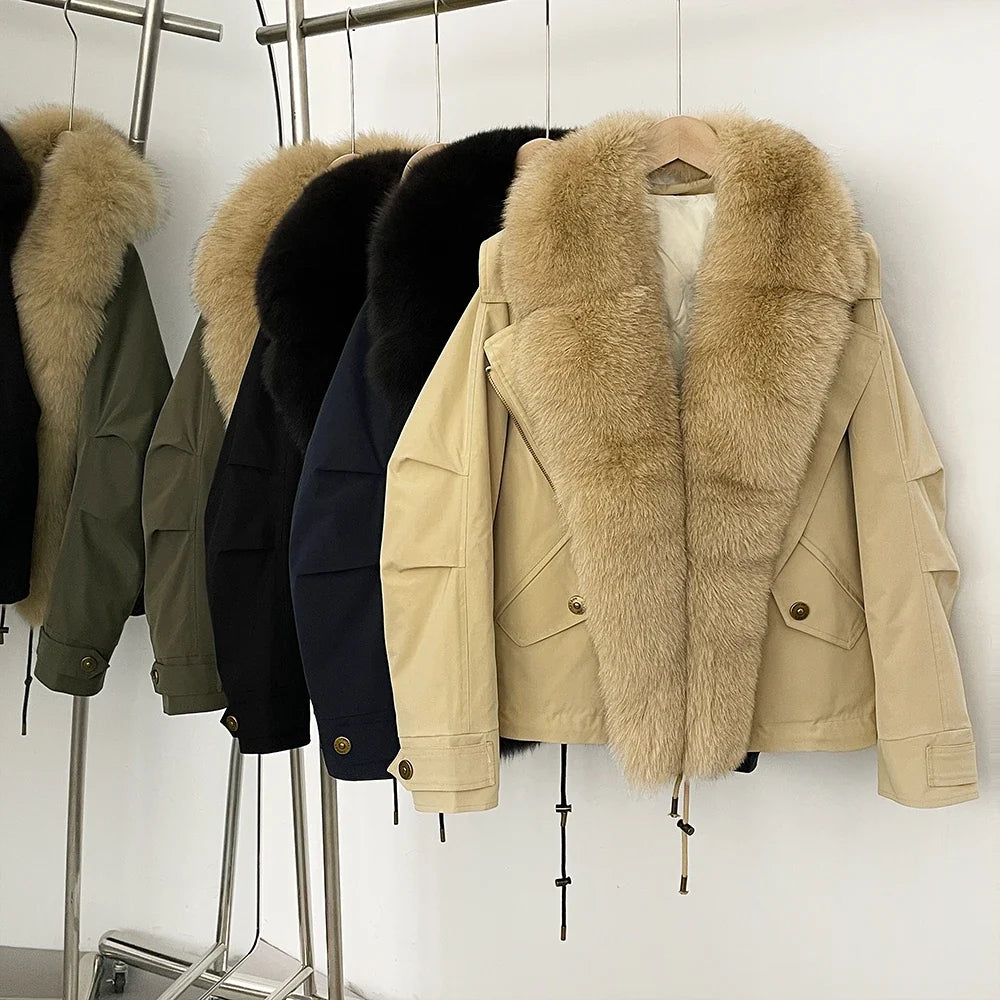 Down Jacket Women Real Fox Fur Collar Autumn 2025 Winter White Duck Down Coat Warm Puffer Jacket Female Waterproof  Feathers LadyShow.Store