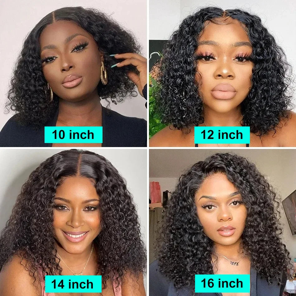 Curly Deep Bob Wigs For Women 13x4 Glueless Pre Cut Human Hair Wig Ready To Go Human Hair Wigs No Glue Remy Human Wig For Women LadyShow.Store
