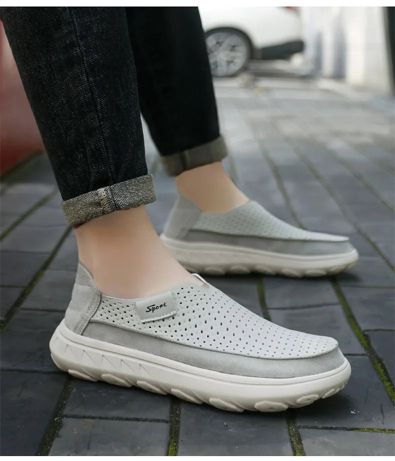 2026 New Men's Casual Shoes Fashion Comfortable Men's Shoes High Quality Leather Men Driving Shoes Handmade Flat Shoes Size 46 Pi-Mart