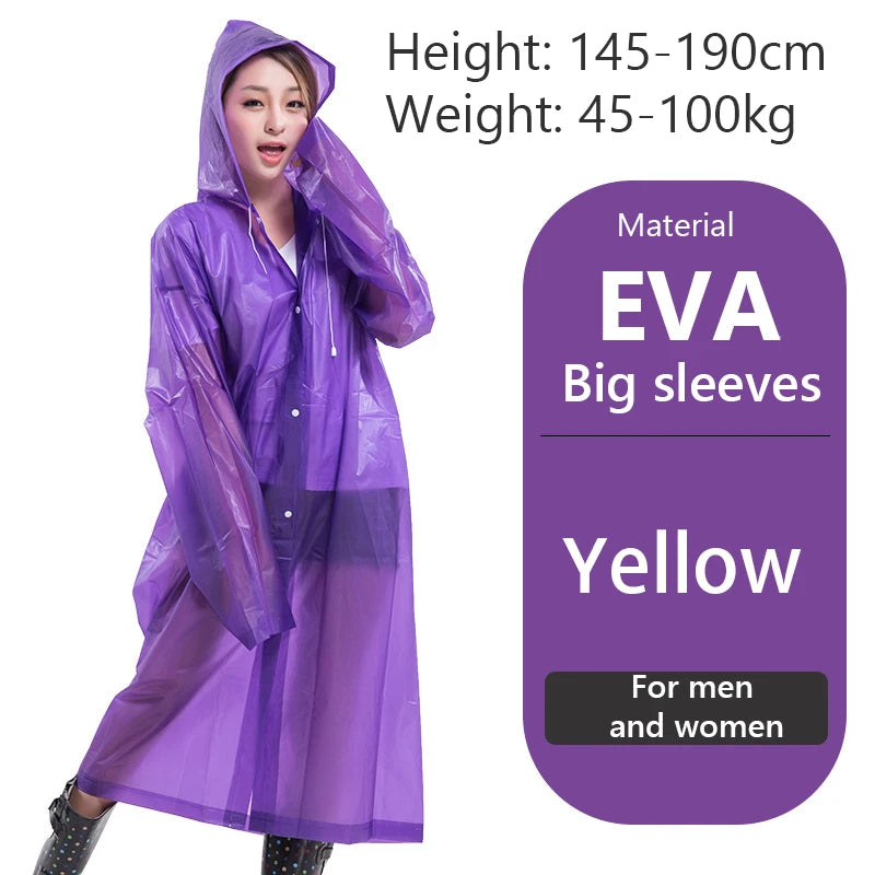 Raincoat Women Men Impermeable Thickened Waterproof Raincoat Tourism Outdoor Hiking Rain Poncho Raincoat Hooded Rain Coat Pi-Mart