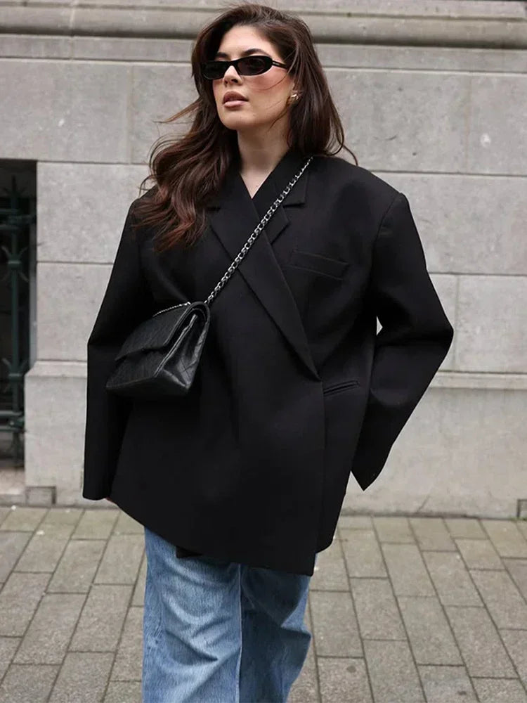 Solid Lapel Blazer Women Coats Fashion Full Sleeve Pocket One Button Jackets 2026 Autumn Daily Office Lady Commute Outwear LadyShow.Store