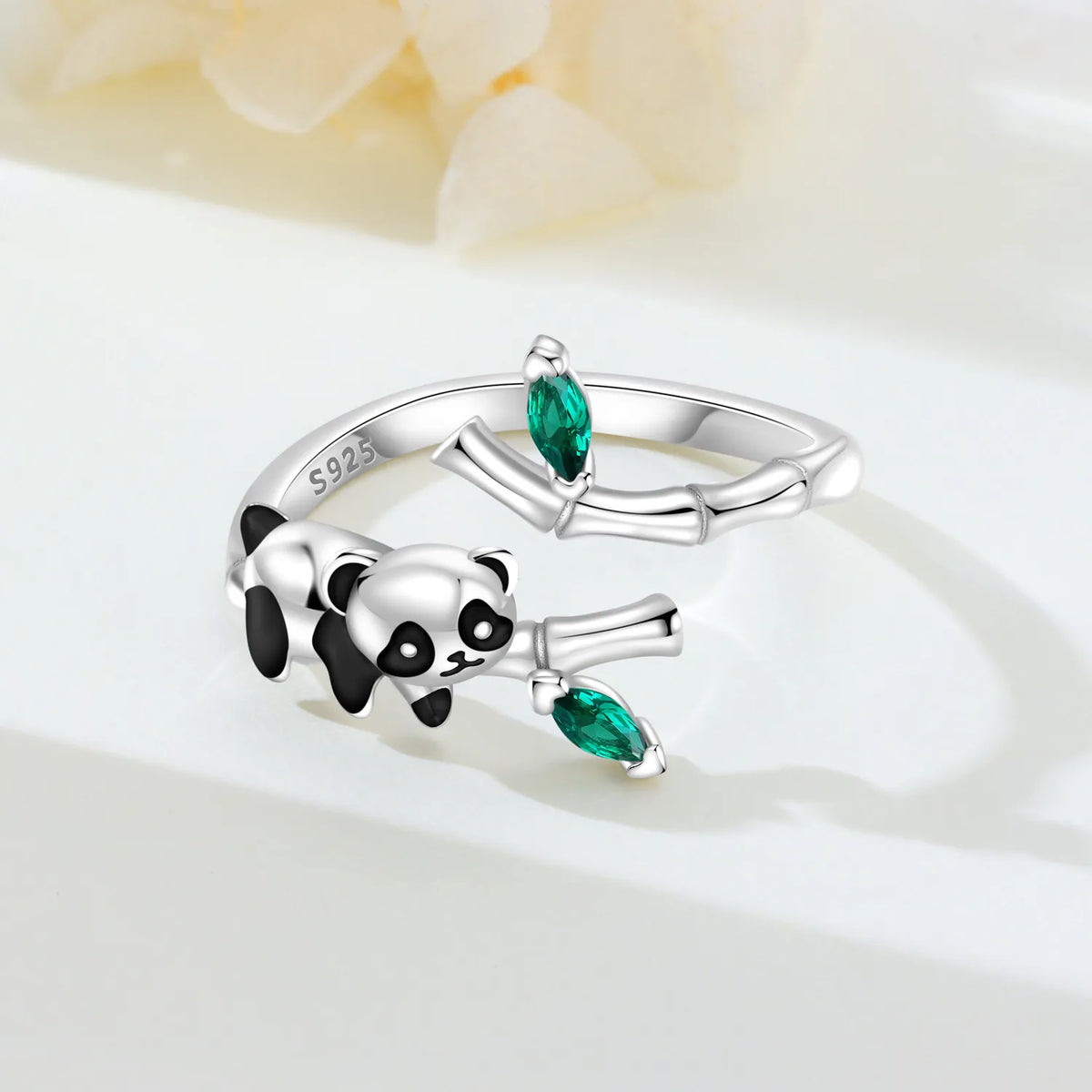 Original 925 Sterling Silver Open Ring Exquisite Panda Dolphin Adjustable Ring Original Daily Fine Jewelry Women Birthday Gifts Pi-Mart