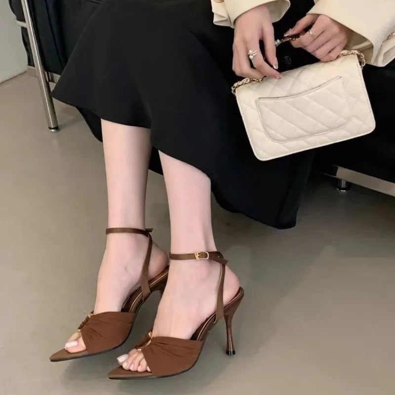 Sexy Super-high Heels Women Sandals Fad Pointed Toe Heeled Shoes 2025 Summer Stilettos Pumps Elegant Slingback Chaussures Femme LadyShow.Store