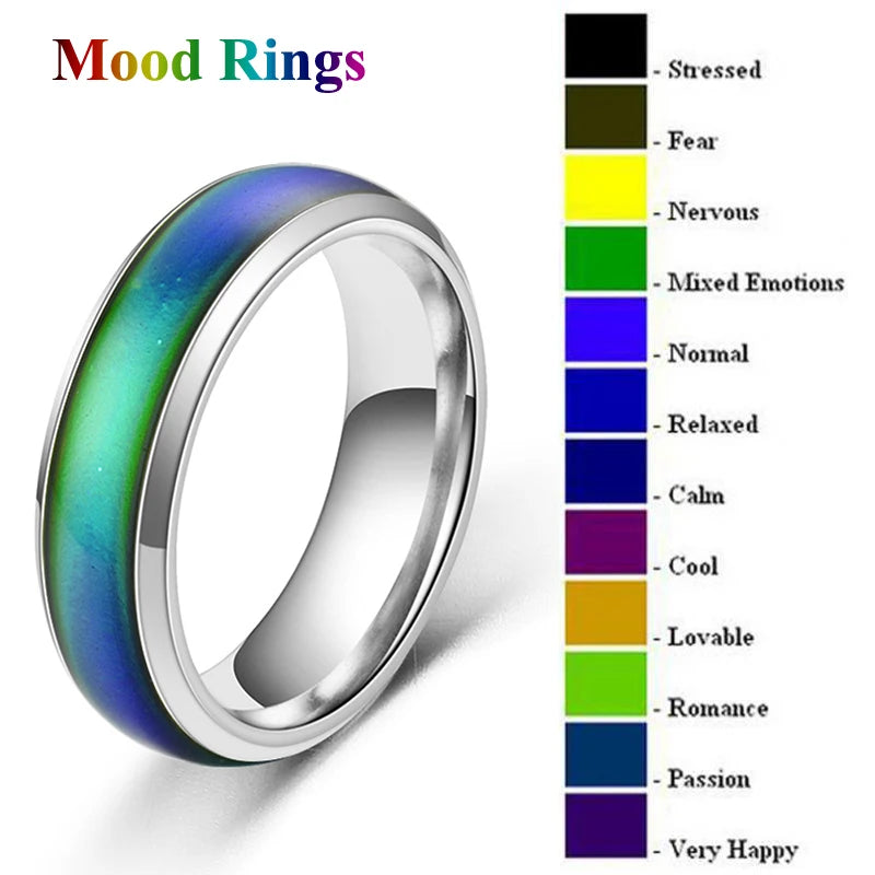 1pc Stainless Steel Mood Ring Changing Color Rings Emotion Feeling Temperature Ring For Women Men Couples Rings Fashion Jewelry Pi-Mart