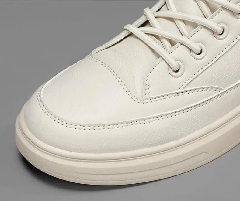 Men Boots Autumn High Top Leather Casual Shoes Fashion Cotton Shoes Flat Ankle Boots Business Outdoor Shoes Man Sneakers New Pi-Mart