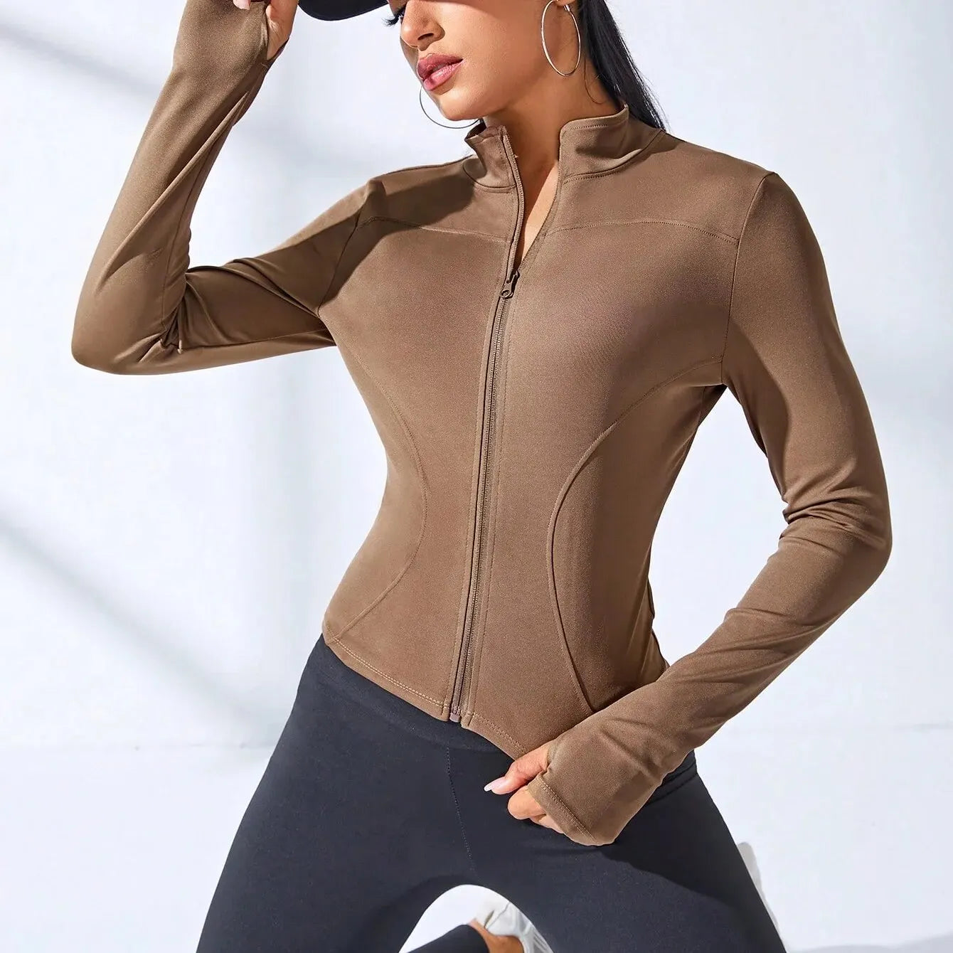 2024 New Yoga Coat Short Sports Jacket WOMEN'S Fitness Clothes Slimming Body Sculpting Zipper Yoga Jacket Pi-Mart