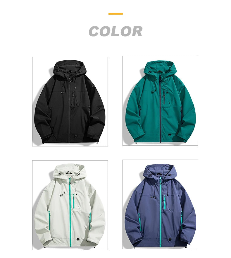 JNLN Unisex Waterproof Windbreaker Outdoor Sport Windproof Single-Layer Jacket Men Women Hiking Climbing Trekking Rain Coat Pi-Mart