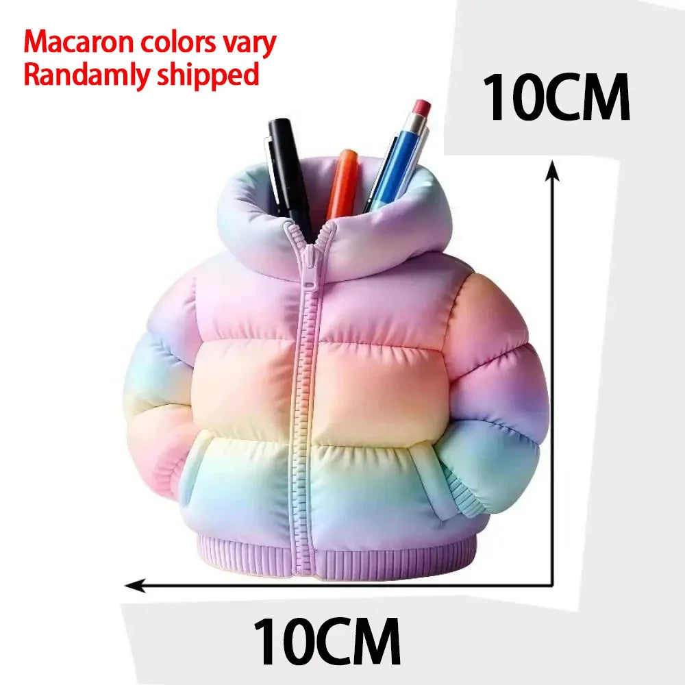 Down Jacket-Shaped Pen Holder Desktop Organizer for Stationery Makeup Brushes Home Office Shelf Decor, for Shool Gift LadyShow.Store
