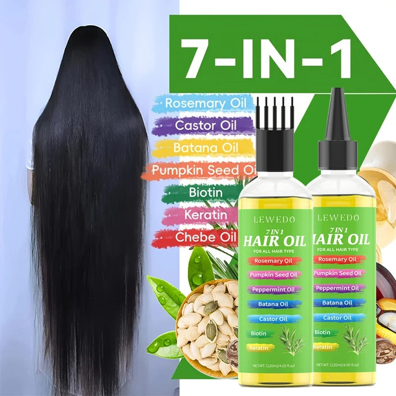 7 In 1 Hair Oil For All Hair Type Rosemary Batana Hair Growth Oil Keratin Biotin Castor Oil Hair Care Oil Beauty Health Product Tri Light Beauty
