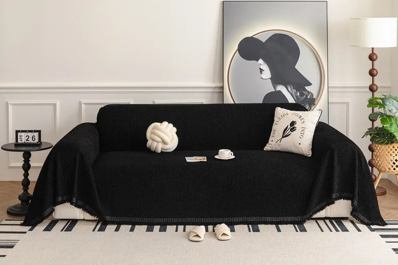Solid Color Sofa Throw Blanket Non-slip Sofa Slipcovers Pets Kids Dust-proof Couch Armchair Covers Camping Picnic Blankets Home Pi-Mart