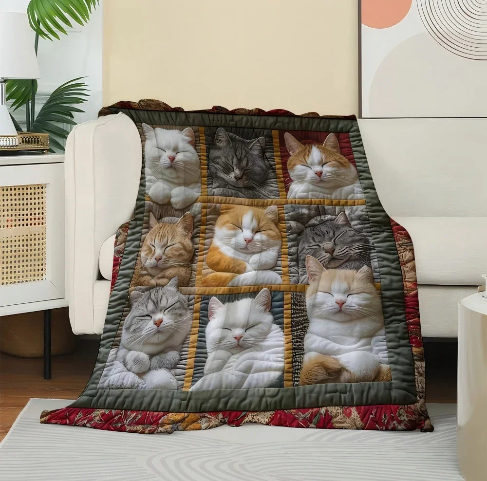 1PC Throw Cute Animals theme Cats Dogs Lover Flannel Blanket Gifts Soft Warm thin Blankets for Sofa Bed Car Camping all season Pi-Mart