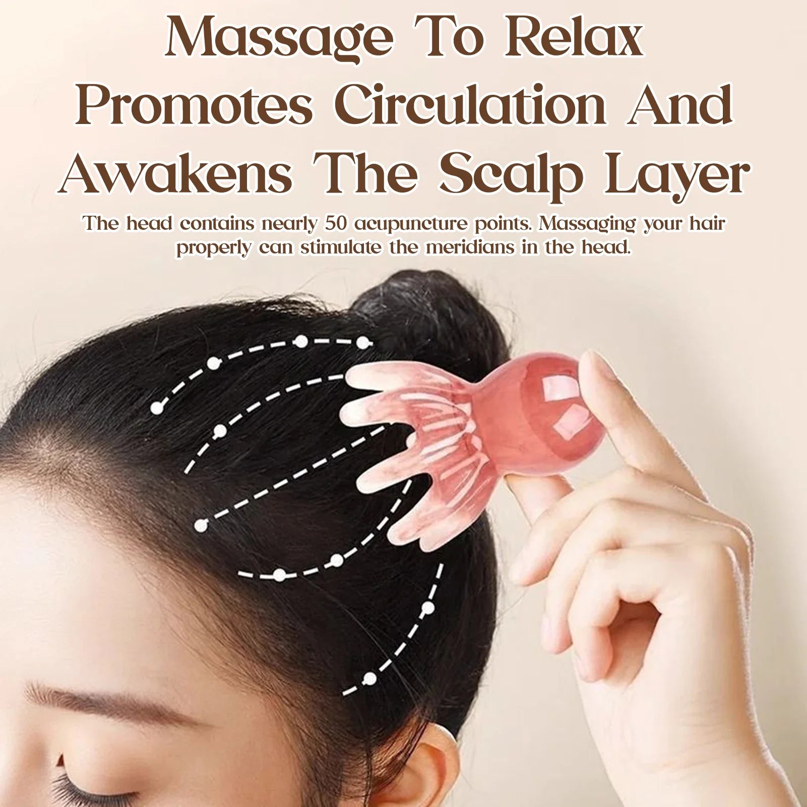 Octopus Head Massager Comb Head Meridian Manual Acupressure Tool Portable SPA Gua Sha Massage Comb Tri Light Beauty