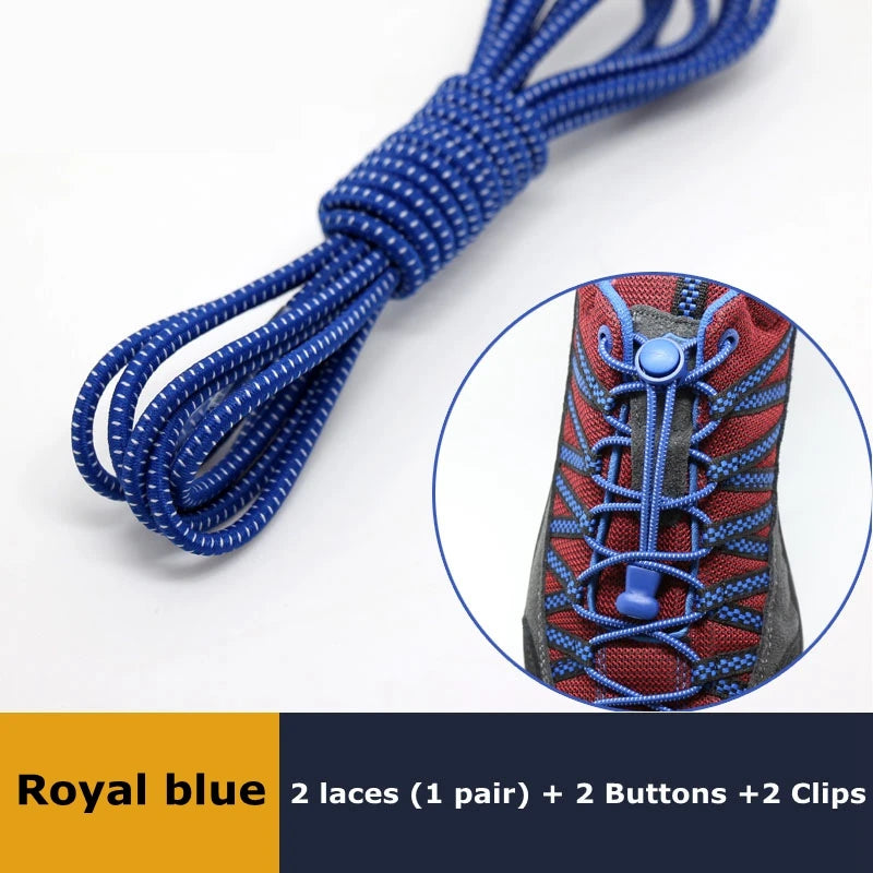 1Pair Shoelaces for Sneaker Elastic No Tie Shoe Laces Stretching Lock Lazy Laces Quick Rubber Shoelace Round Shoestrings Pi-Mart
