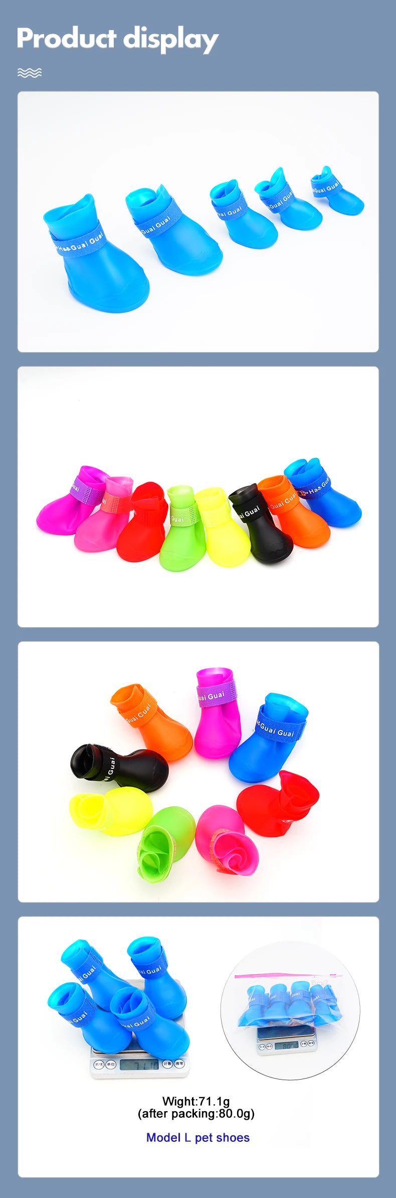 Pet silicone rain shoes anti-dirty non-slip waterproof dog shoes soft bottom footwear small dogs cats teddy Shoes Pi-Mart