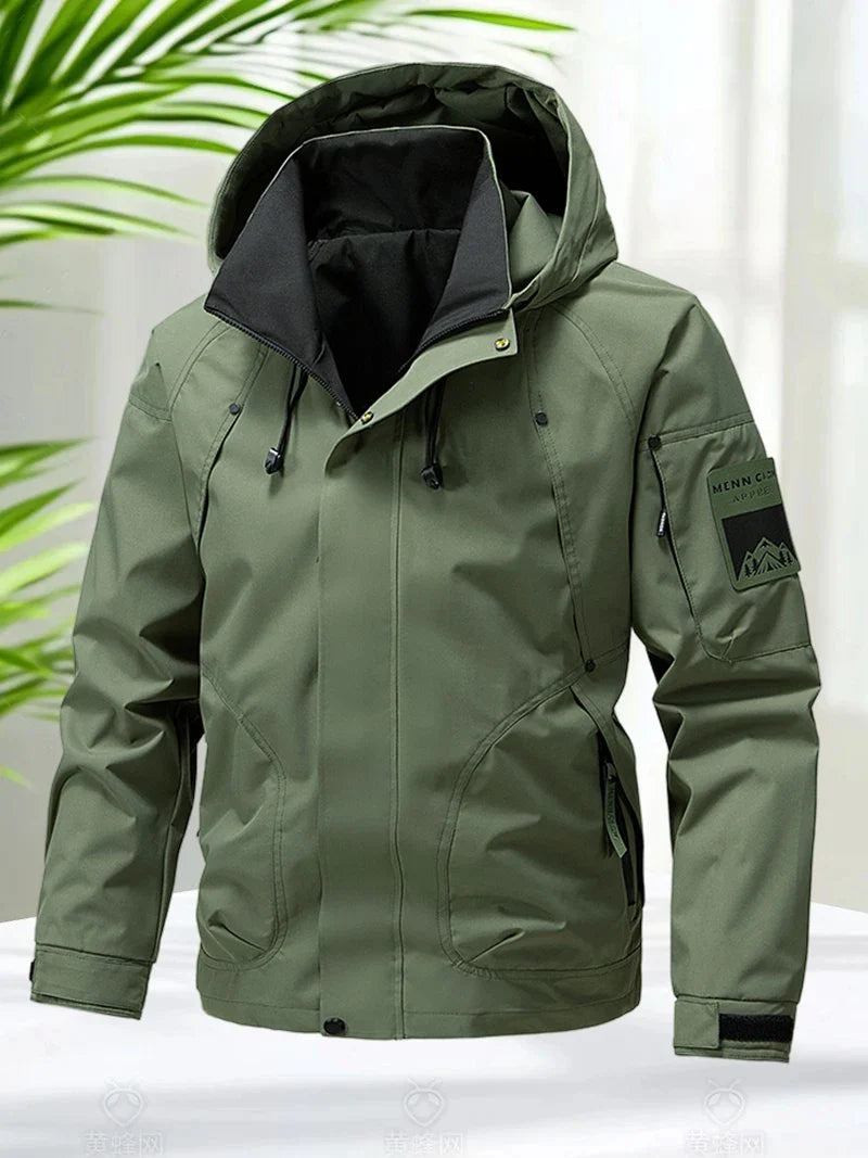 Waterproof Jacket Men Outdoor Softshell Zip Up Hooded Jacket Windbreaker Hiking Camping Coats Lightweight Spring Autumn Coats LadyShow.Store