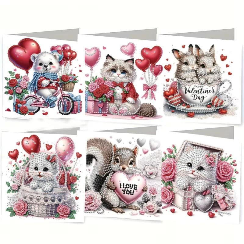6-Piece/Set DIY Diamond Painting Kit Birthday Card Kit, Unique Flower Pattern Design, Rhinestone Diamond Painting Art Mosaic Pos Pi-Mart