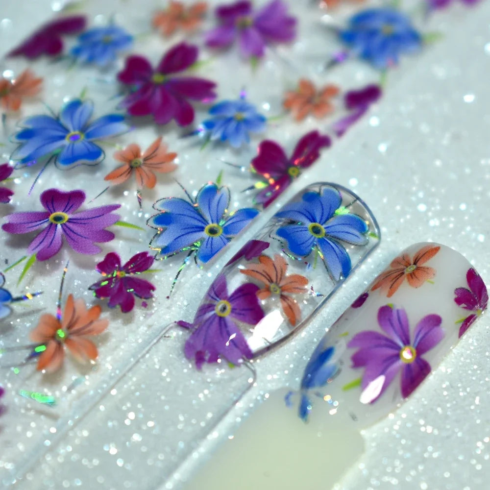 More Than 250 Design Beautiful Designed Nail Art Product Nail Glue transfer Foil Beautiful Flower Purple Orange Tri Light Beauty