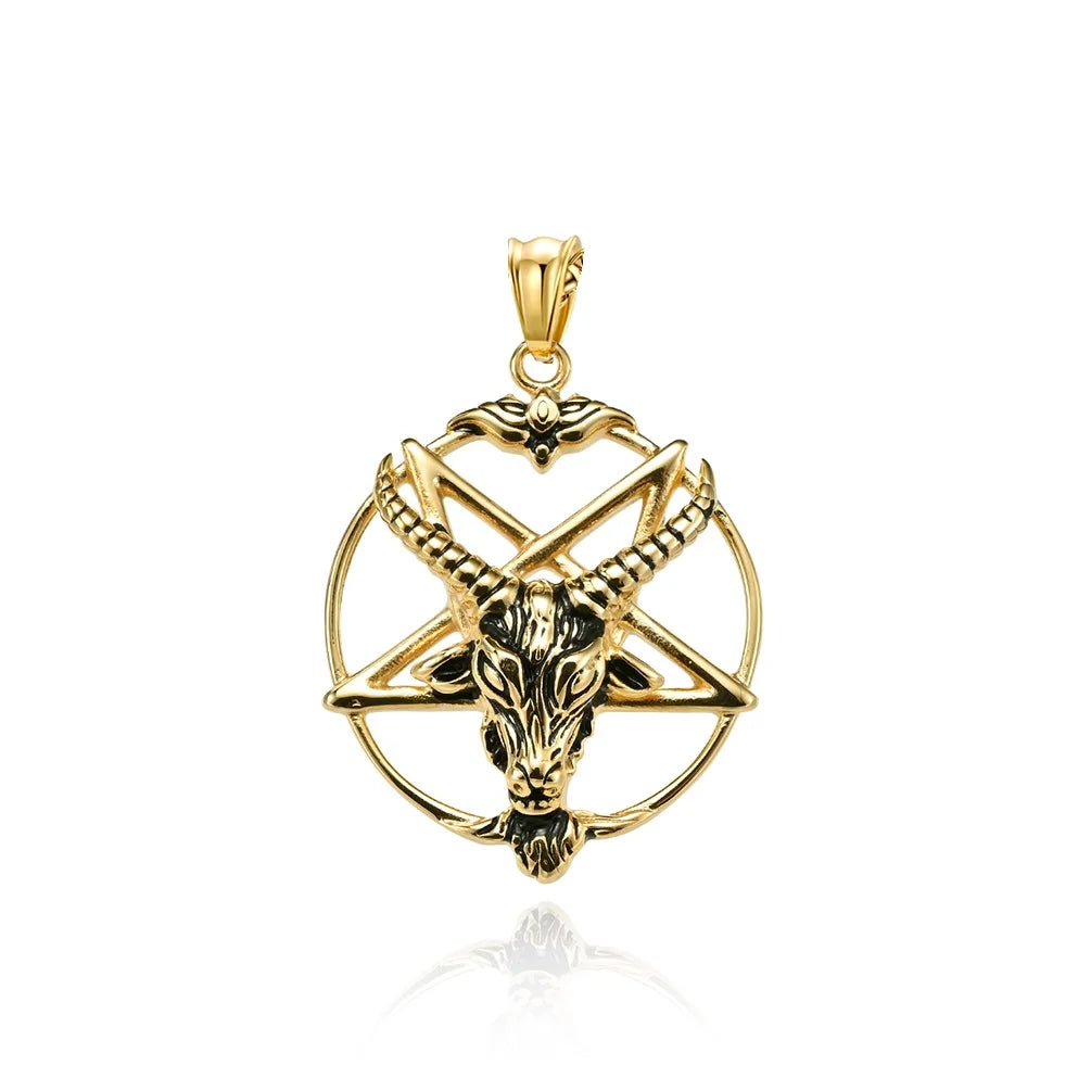 DARHSEN Men Stainless Steel Statement Pendant Necklace Baphomet Goat Satanic Satan Demon Devil Fashion Jewelry Pi-Mart