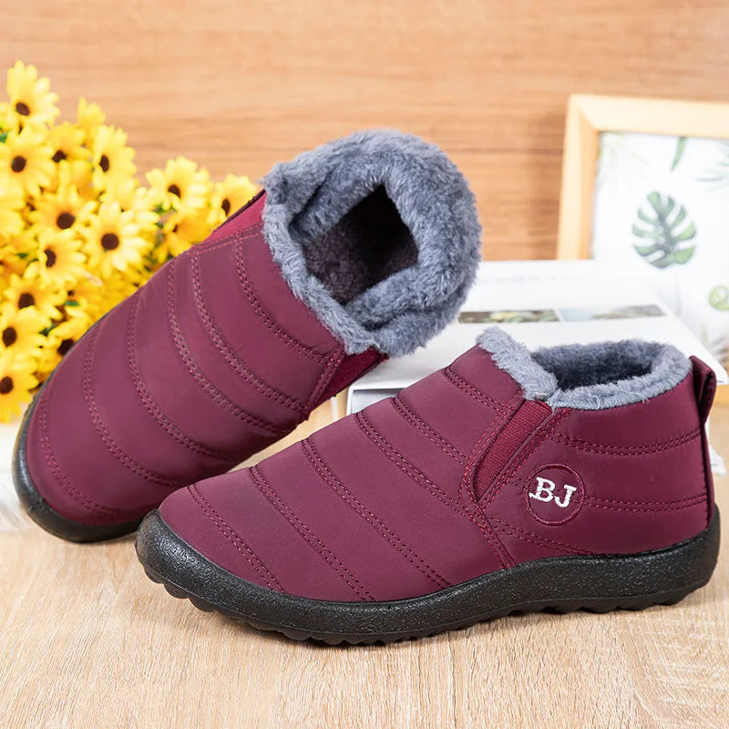 Snow Women Boots Fashion Unisex Shoes Slip On Platform Shoes For Women Ankle Boots Waterproof Plush Winter Shoes Botas Mujer LadyShow.Store