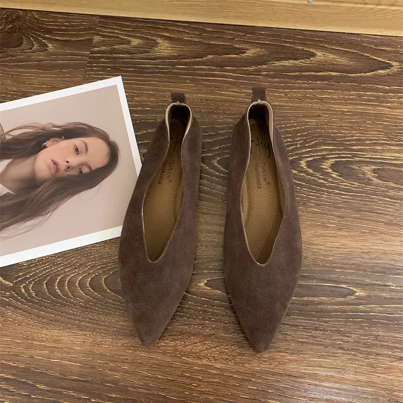 Bailamos Women's Square Toe Vintage Flats Soft Loafers Comfortable Leather Ballet Shoes for Female Dress Shoes Mujer LadyShow.Store