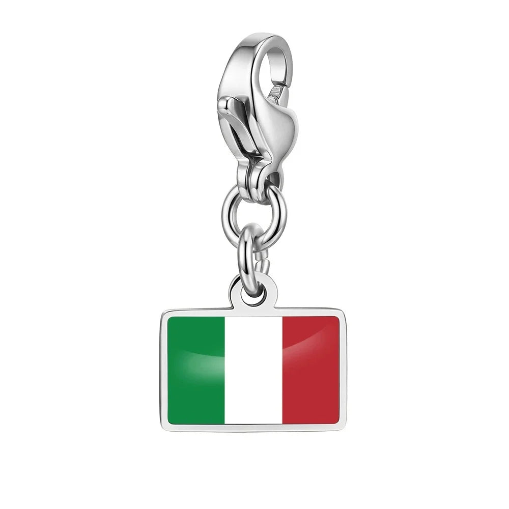 10mm Country Flag Charms Pendant Necklace Bracelet Keychain Bagchain Stainless Steel  Jewelry A Commemorative Gift For A Friend Pi-Mart