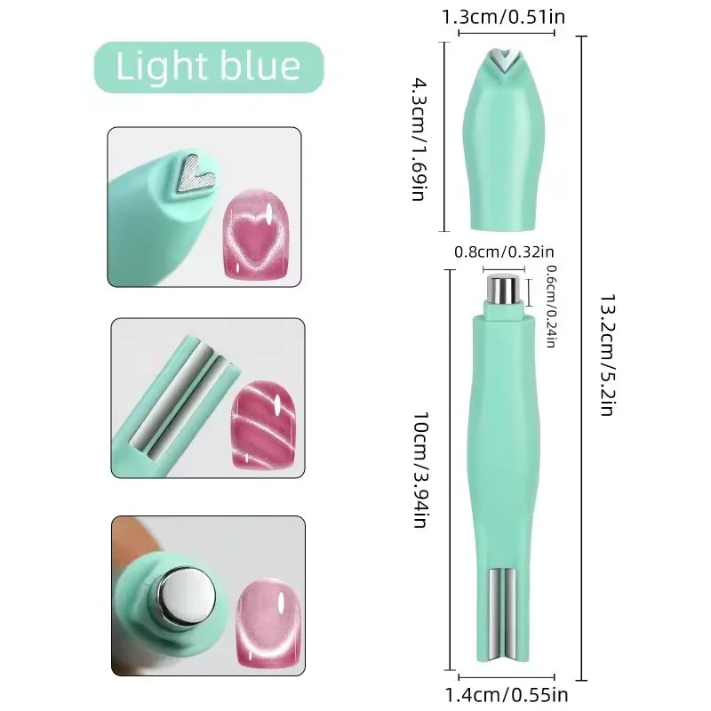 3 in 1 Cat Eye Nail Magnetic Stick Love Heart Snake Pattern French Cat Eye Nail Magnet UV Gel Polish Effect Manicure Design Tool Tri Light Beauty