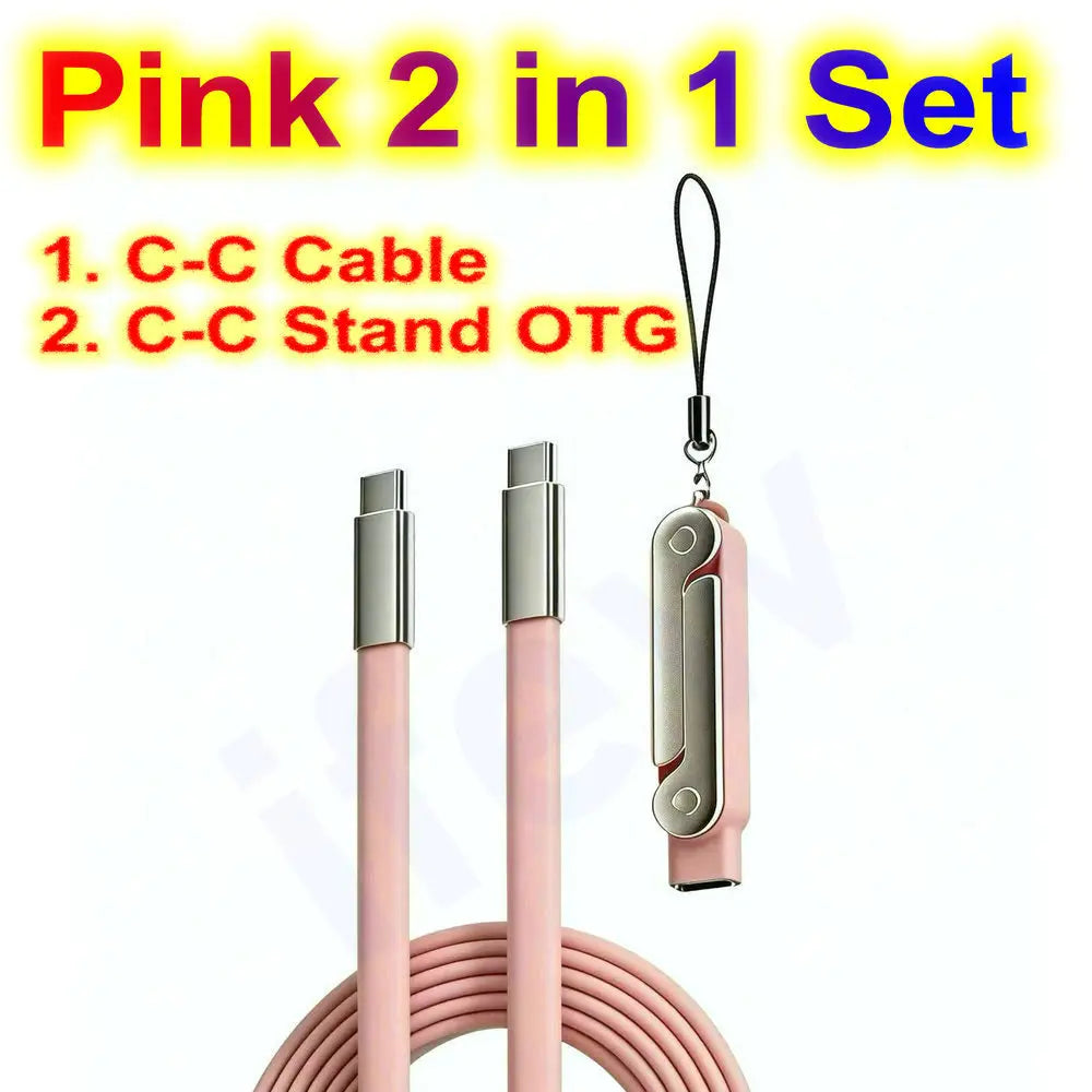 USB Type C Flat Phone Charger Fast Charging Cable C Kick Cable Stand Invisible Support Foldable Holder Charge Bracket For iPhone Pi-Mart