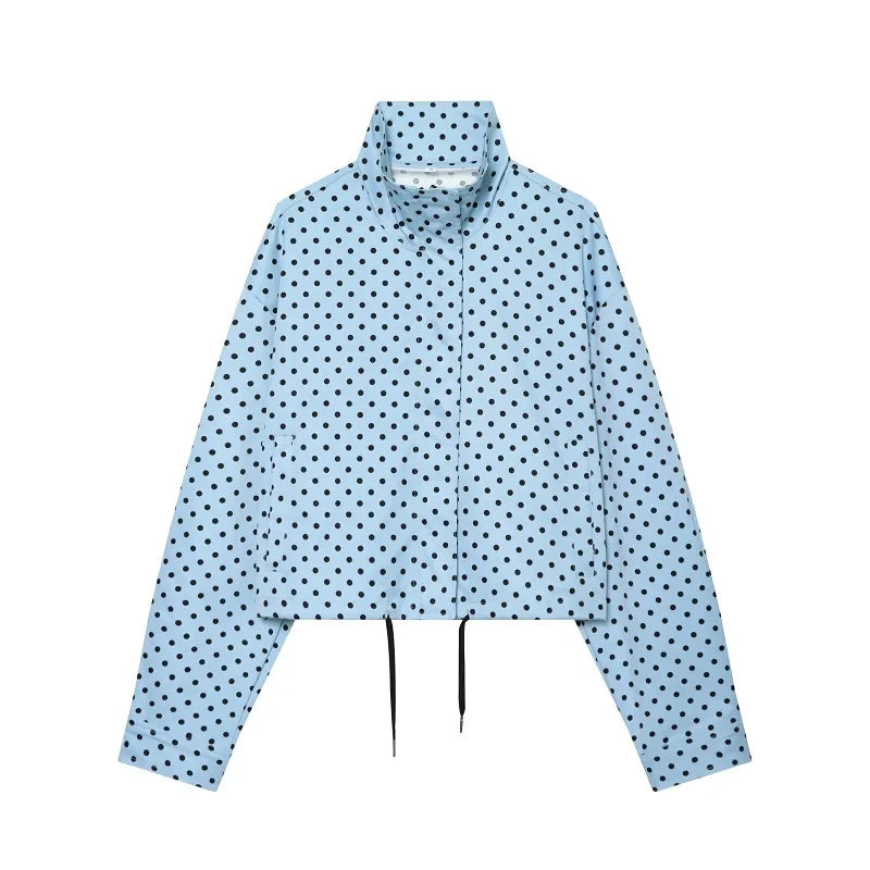 MUJER Polka Dot Bomber Jackets for Women Oversized Cropped Jacket Woman Long Sleeve Women's Jacket Fashion Winter Coat Female LadyShow.Store