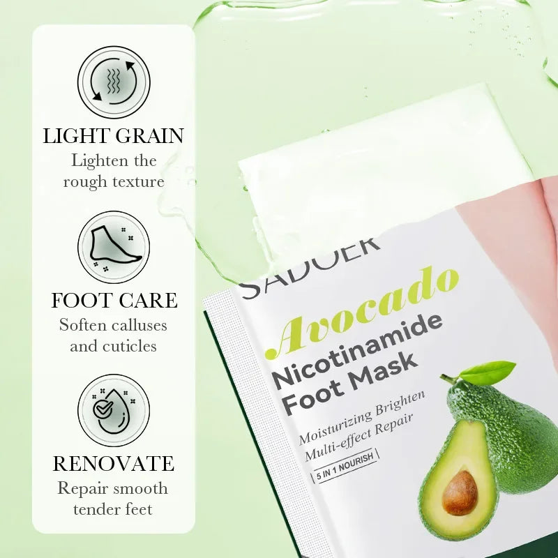 6 Pairs SADOER Fruits Foot Mask Moisturizing Foot Peeling Mask Exfoliating For Feet Spa Pedicure Exfoliant Feet Skin Care Pi-Mart
