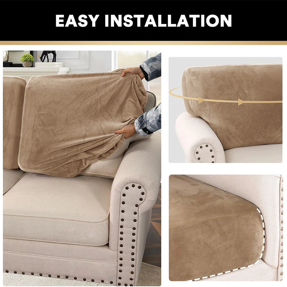 Super Soft Velvet Sofa Cover for Living Room Stretchy Washable Furniture Protector Luxury Universal Sofa Seat Cushion Cover Home Pi-Mart