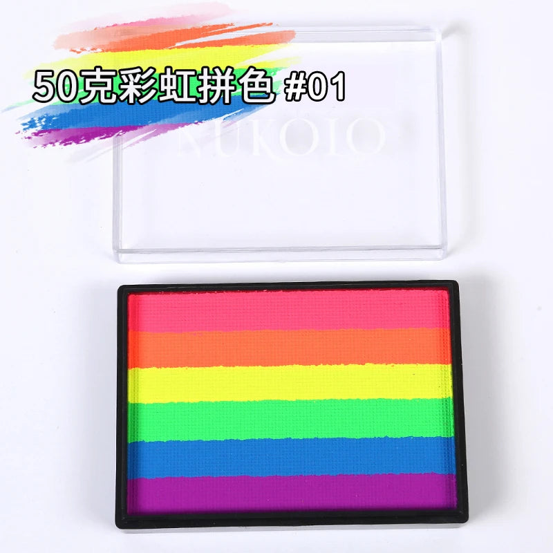 50g Facial and Body Paint Palette,Non-Toxic Rainbow Water-Soluble Body Paint for Rainbow Festival,Cosplay,Party,Art,Stage Makeup Pi-Mart