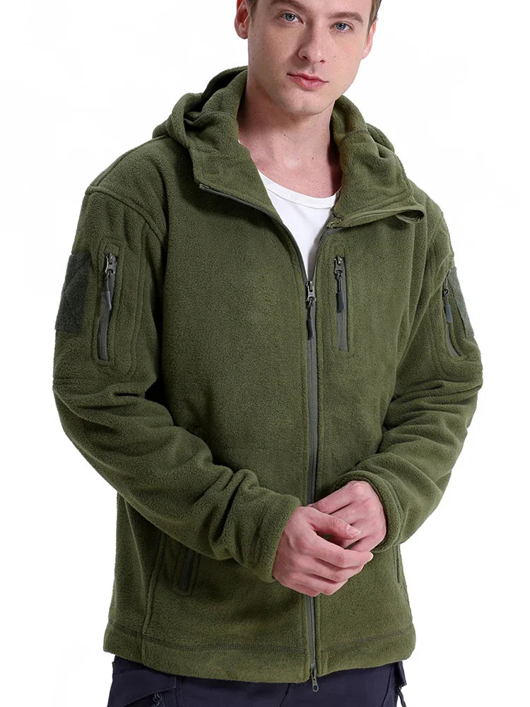Men's Hunting Fleece Jacket Hiking Hunting Outdoor Fleece  Tactical Jacket Winter Warm Full Zip Military Hoodies Multi-Pockets Pi-Mart