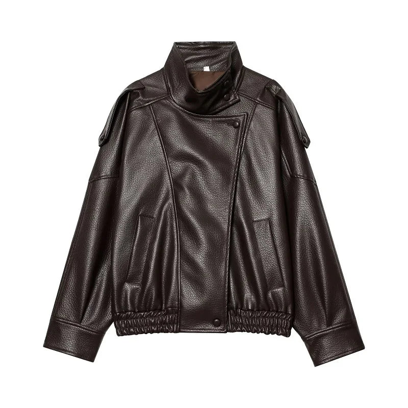 MUJER Faux Leather Jackets for Women Oversize Women's Bomber Jacket Fashion Winter Womens Coats Outerwears Demi-season Jackets LadyShow.Store