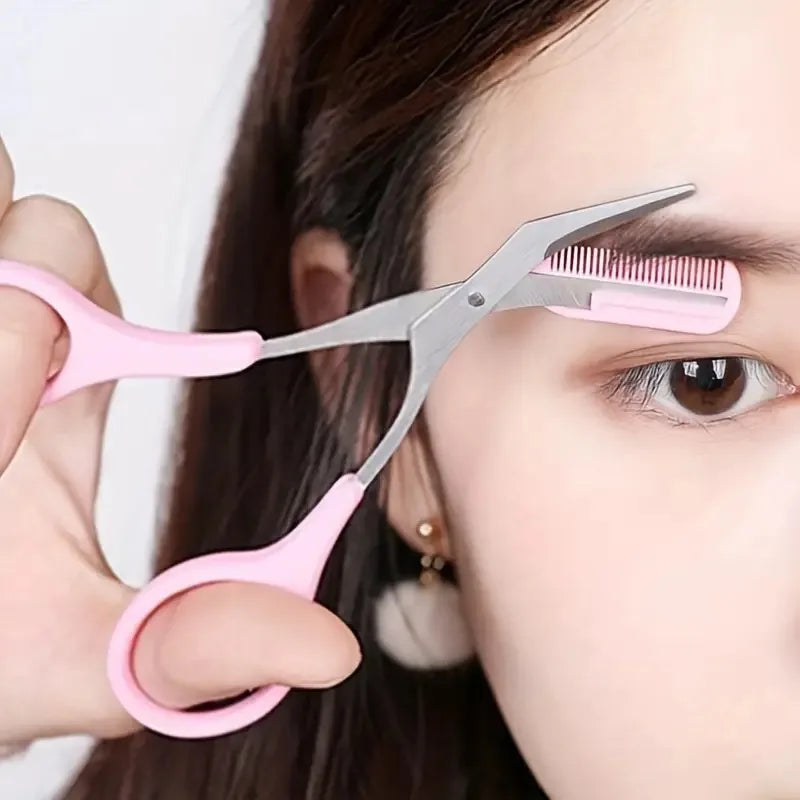 Eyebrow Trimmer Set, Curved Eyebrow Razor, Eyebrow Scissors With Comb, Convenient Easy Beauty Tools For Beginners Pi-Mart
