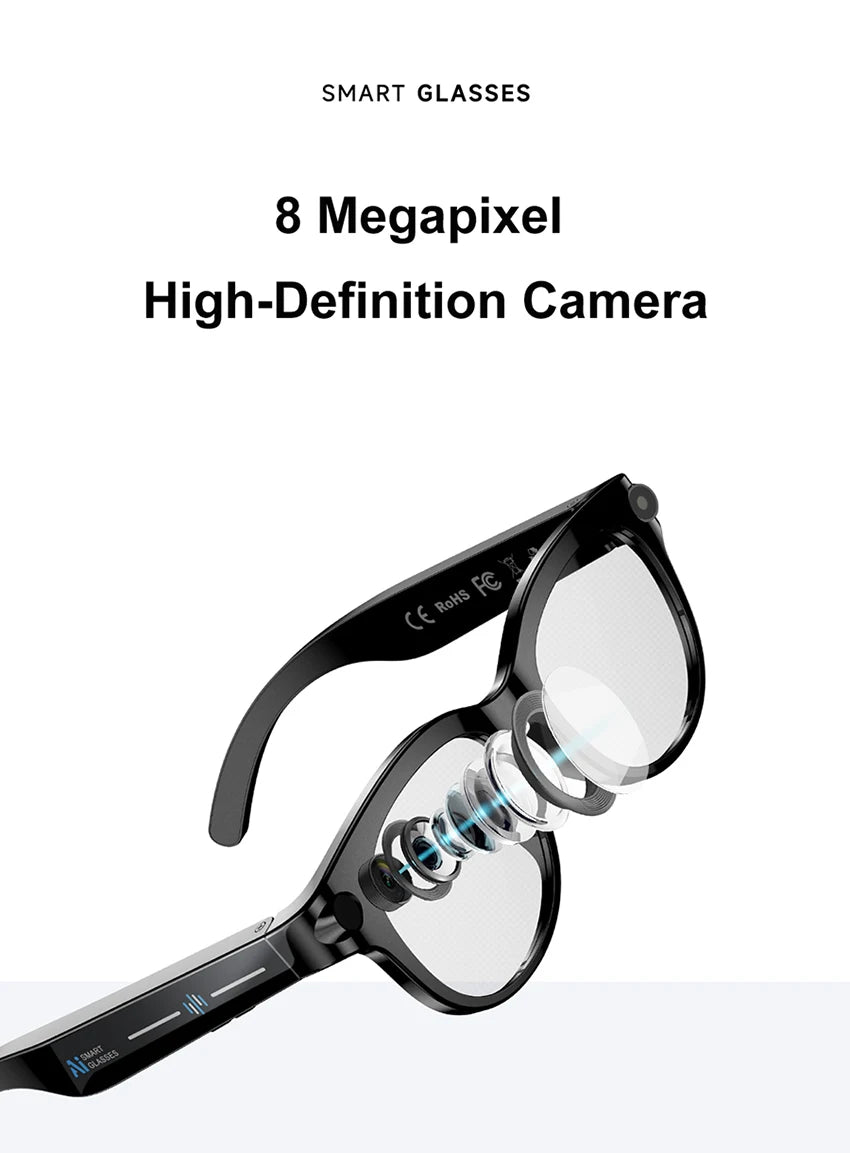 Lenovo 2026 New 8K AI Translation AI Smart Glasses Bluetooth Calling Music Player Camera Control Anti Blue Light Sunglasses Pi-Mart