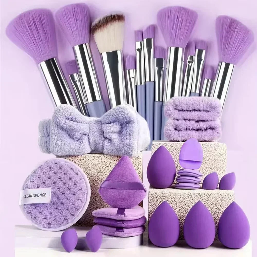 13/33pcs Professional Makeup Brush Set with Accessories for Combination Skin- Featuring Soft Brushes，Suitable for Beginners Tri Light Beauty